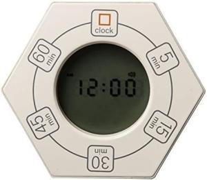 A stylish and innovative digital timer desktop Hexagonal rotating productivity timer with clock