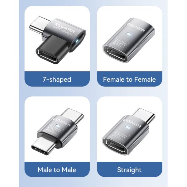 USB 4.0 C to C OTG Adapter 40Gbps 240W Fast Charging 8K 60Hz