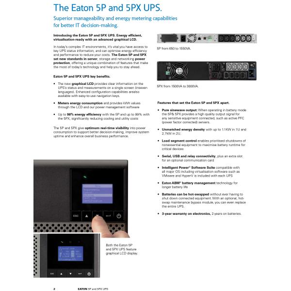 EATON UPS Brand 5P-5PX series 5P 1150VA 230V UPS single phase Line-Interactive for power supply Small and Medium Data Center