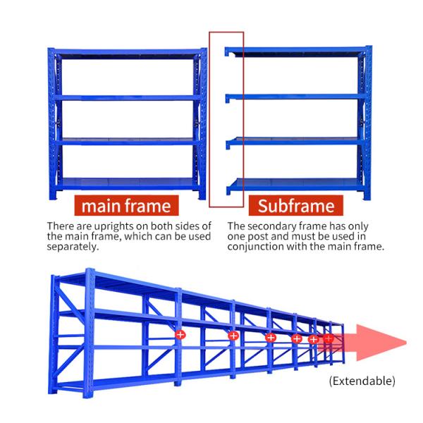Factory Adjustable Medium Duty Storage Racking 300-800kg/Layer Boltless Design