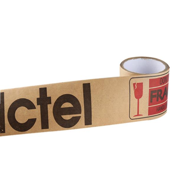 Self Adhesive Gummed Brown Paper Tape Logo Printed Kraft Tape