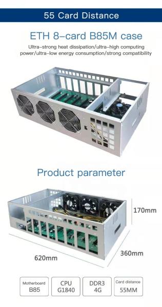 Cheap Wholesale Empty Server Case  Rig B85 55MM case 8 GPU Machine GPU for gpu rig PC server case for sale