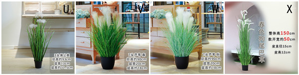 Durable Artificial Bonsai Tree Plush Fiber Silk Fabric Aloe Dog Tail Onion Grass / Plastic Flower Pot