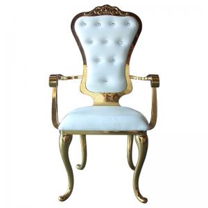 China Luxury Armchair Bridal Shower Chair Gold SS Frame For Hotel Event Reception on sale