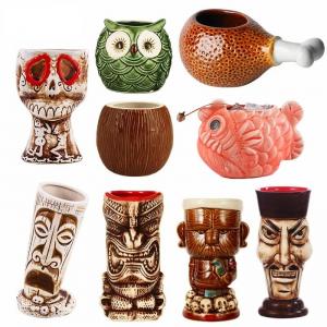Quality Creative Ceramic Tiki Mugs Hawaiian Cocktail Mug  Porcelain Beer Wine Mug Drinkware wholesale