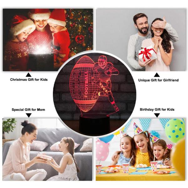 Multicolor RGB 3D Illusion Night Light Football Remote Control