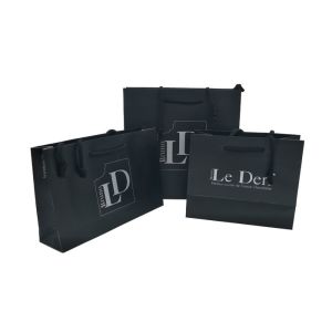 Buy cheap Black Sustainable Personalised Paper Bags , Paper Shopping Bags With Handles from wholesalers