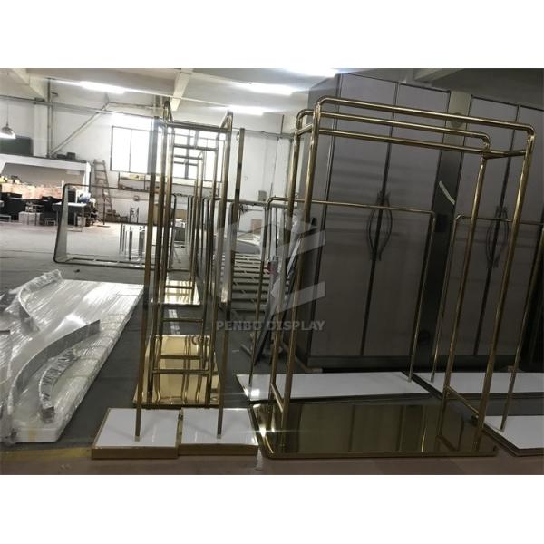 CNC Iron Garment Store Display Stands Racks T4 Lighting