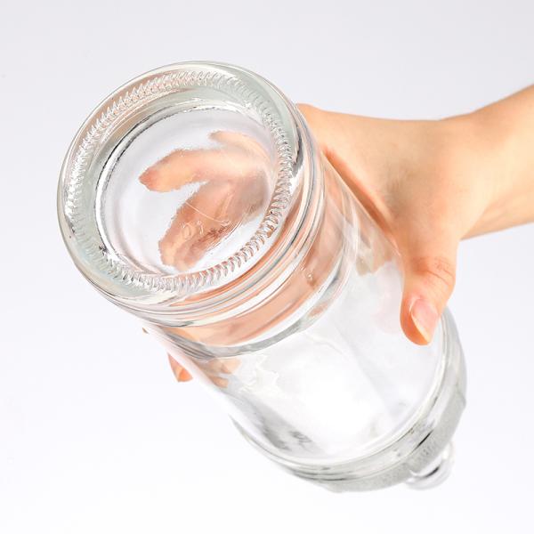 Round Cylinder Glass Beverage Bottle with Customized Logo and Sealing Cap Brush