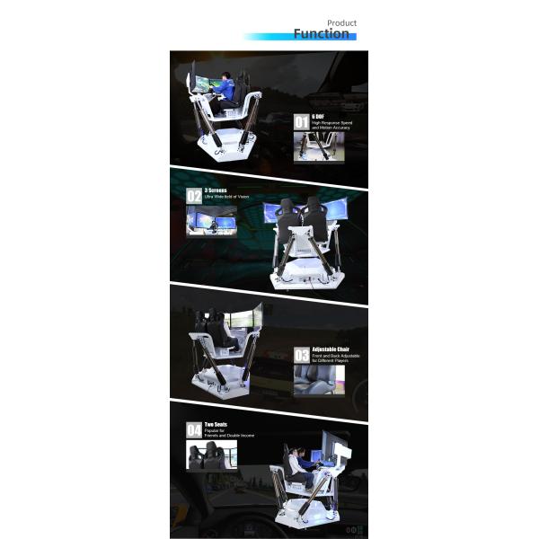 6 DOF Three Screen Vr Car Racing Simulator Double Seats