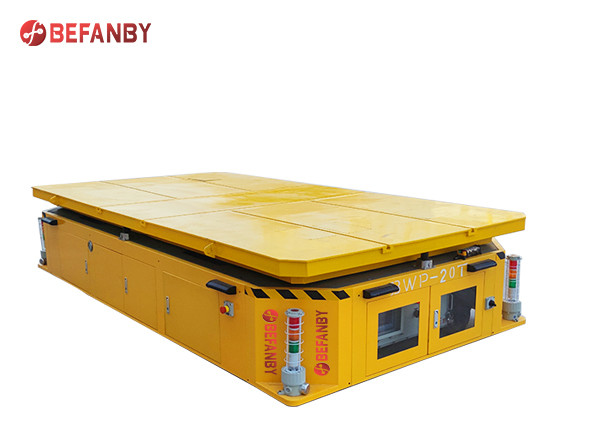 AGV Automated Guided Steerable Platform Vehicles On Cement Floor