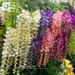 Quality UVG 110cm faux floral arrangements long shoot wisteria silk flowers for wedding decoration WIS016 wholesale