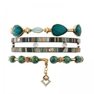 Quality Green Color Stackable Bracelet Set Spring Collection For Elegant Women wholesale