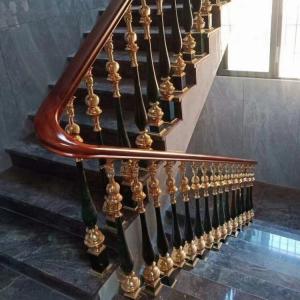 Quality 3D Design Metal Stair Railing Black And Gold Luxury Decoration wholesale