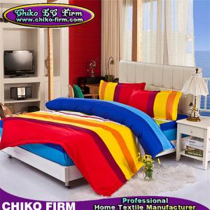 Quality 100% Microfiber Material Rainbow Colorful Stripes New Design Fitted Sheet Sets wholesale