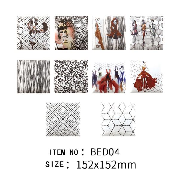 152x152mm White Clay Interior Wall Tiles with Geometric Patterns