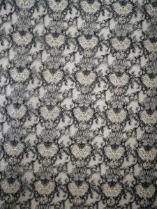 China 125CM Black Delicate Luxury Beaded Embroidered Lace Fabric on sale