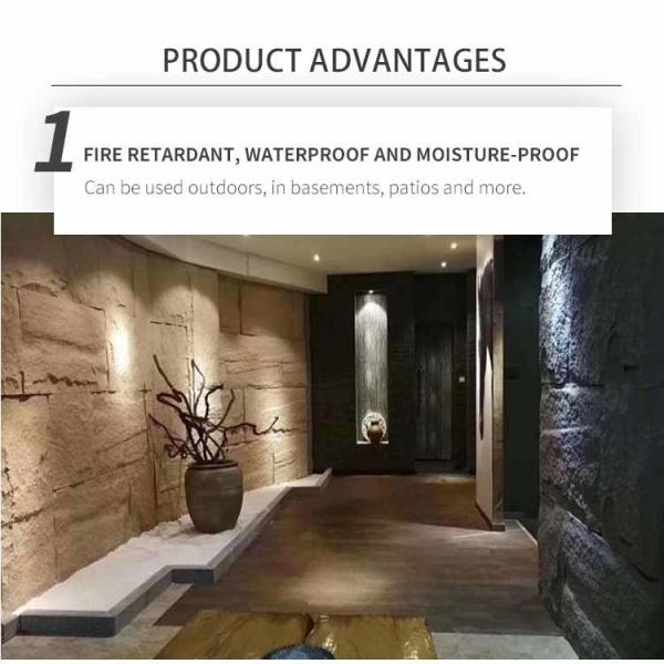 120 * 60cm Lightweight Polyurethane Stone Wall Panel PU Faux 5cm