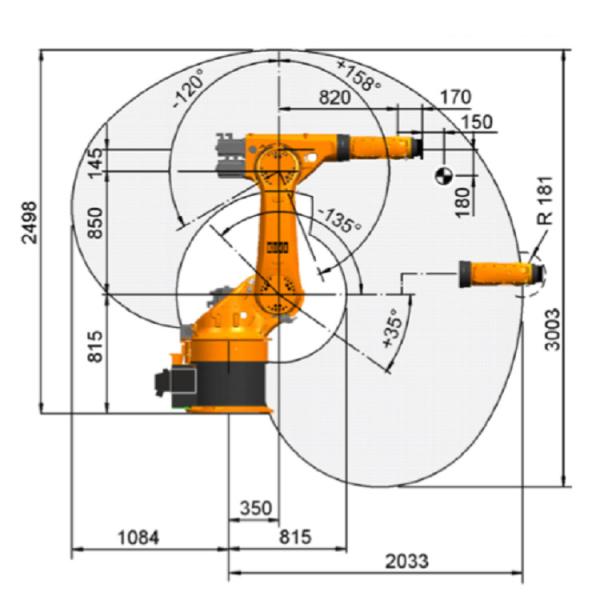 Automatic Kuka Robot Arm Compact Size 6 Axis 2033mm Max Reach 95 Kg Rated Total Load