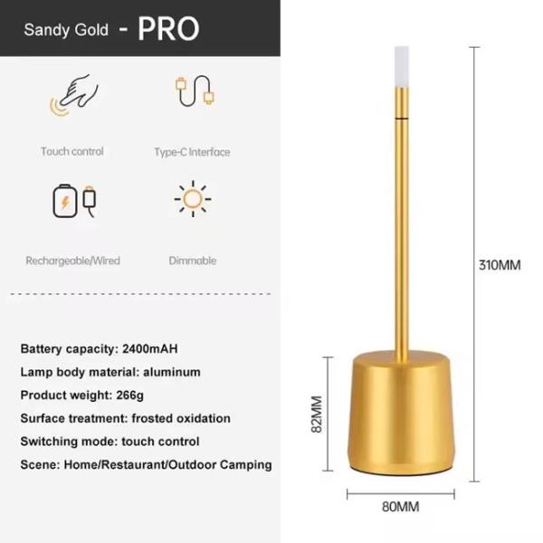 2700k Warm Light Metal LED Table Lamp 0.64W Charging Touch Dimmer Bedside Lamp