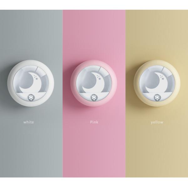 Portable Natural White Dia8cm 4000K USB Rechargeable Motion Sensor Light Moon Shape