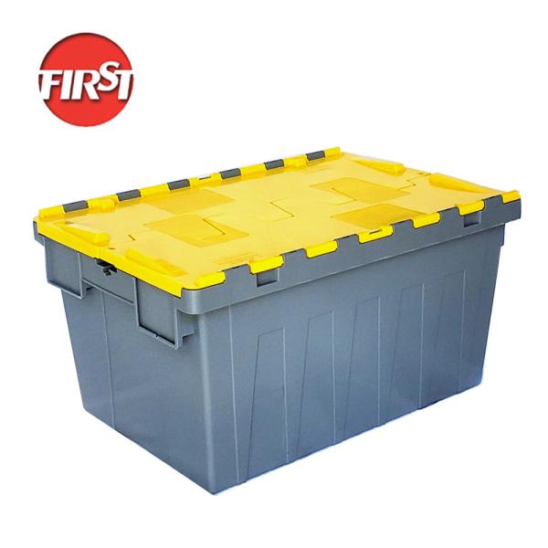 Cheap FIRST 600*400*315mm Plastic Attached Lid Container Multifunction Moving Stack and Nest for sale