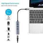 USB 3.1 Interface Type C To 9 Ports USB A 3.0 Adapter With RJ45 Gigabit Ethernet