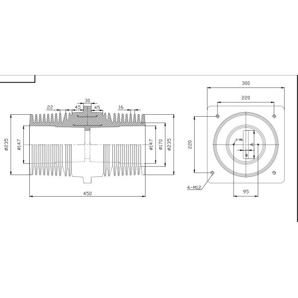 36kv Epoxy Resin Through Wall Bushing Insulation Protect Copper Busbar In Switchgear For Three Holes