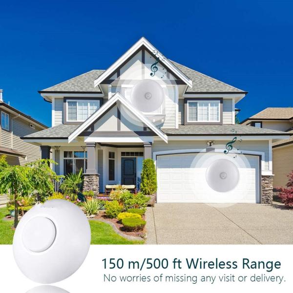 Plug-in Receiver Chimer and Waterproof Transmitter,4 Volume Adjustment Wireless DoorBell Smart Touch LED Night Light