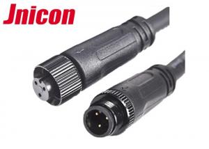 Quality Black Wire Waterproof Male Female Connector 10A / 300V 3 Pin Metal Screw Type wholesale
