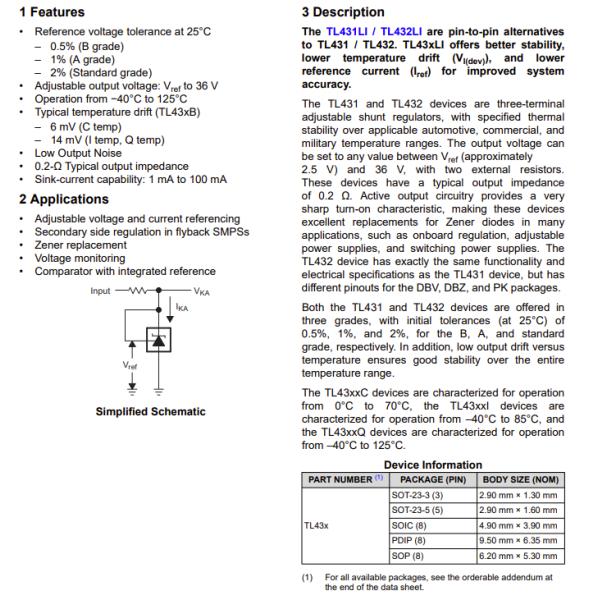 SOT23-3 TL431AIDBZR Shunt Voltage Reference IC 296-17329-1-ND