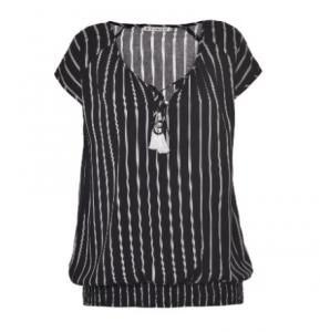 Quality Tassel Decoration Ladies Fashion Tops Girls Black And White Striped Shirt wholesale