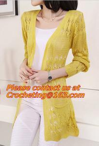 Quality Fashion Knitted Cardigan Loose Pocket Hollow Long Sleeve Women Sweater Female Cardigans Women