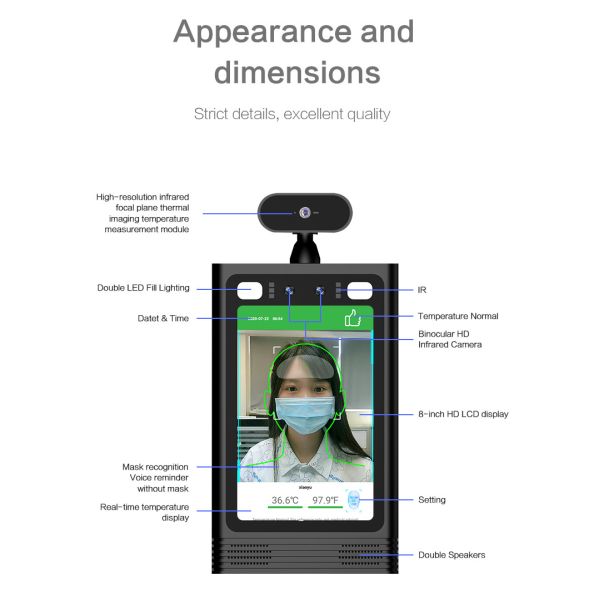 Infrared Thermal Face Recognition Camera Biometric Thermometer FCC