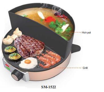Cheap Non - Stick 2 In 1 Hot Plate Multi Function Cooker With Seperate Switch Control for sale