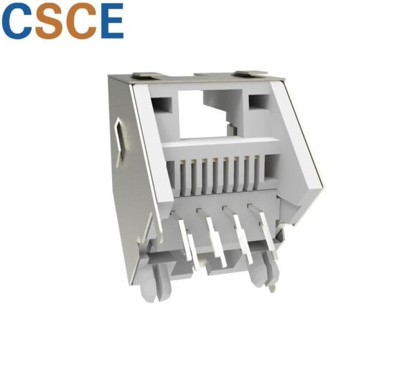 Gray Color Shielded RJ45 Modular Jack Automated Assembly Vertical Type PBT