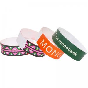 Quality Full Color Custom Security Wristbands , Printing Tyvek Neon Paper Wristbands wholesale