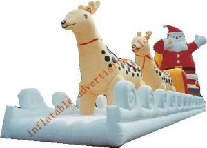 Quality Inflatable Christmas Santa With Ride Reindeer Made Of PVC Tarpaulin For Christmas wholesale