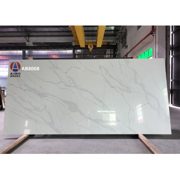 Stain Resist White Artificial Quartz Slabs Countertop Polishing Quartz Stone