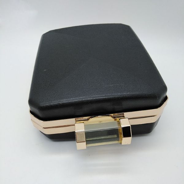 Metal Acrylic Closure Clamshell Clutch Frame With Plastic Box