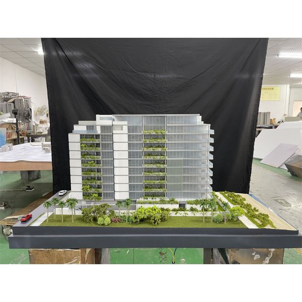 New made 1/75 scale architectural apartment model with warm light