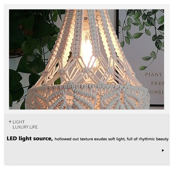 Bohemian Chandelier Hand Woven Lampshade Long Tassel Retro Decorative knitting lamp(WH-VP-216)