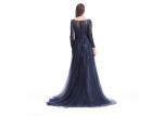 Women Sexy Wrap Plunging Sparkle Prom Dresses With Sleeves A - Line Style