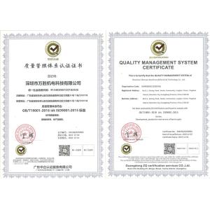 Shenzhen Wonsun Machinery & Electrical Technology Co. Ltd Certifications