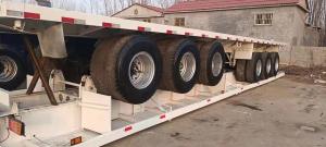 Quality 3 Axles 45tons Used Truck Trailer Flatbed Trailer For  13M Container Carrier wholesale