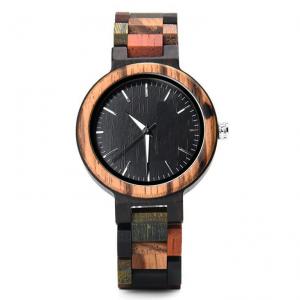 Quality Colorful Wooden Strap Watch Natural Wood Case Back , Laser Engraved wholesale