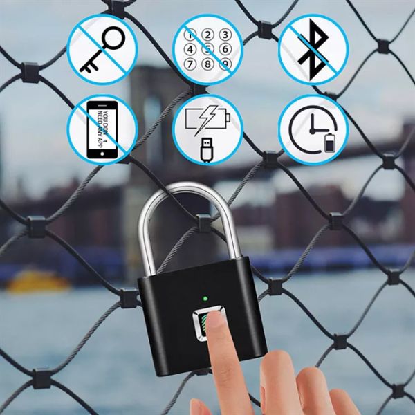 Tuya Smart Fingerprint Padlock Zinc Alloy Biometric Thumbprint Intelligent Door Lock
