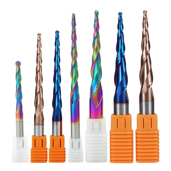 4mm 6mm Router Carving Bits HRC55 Tapered Ball Nose End Mill 10pcs