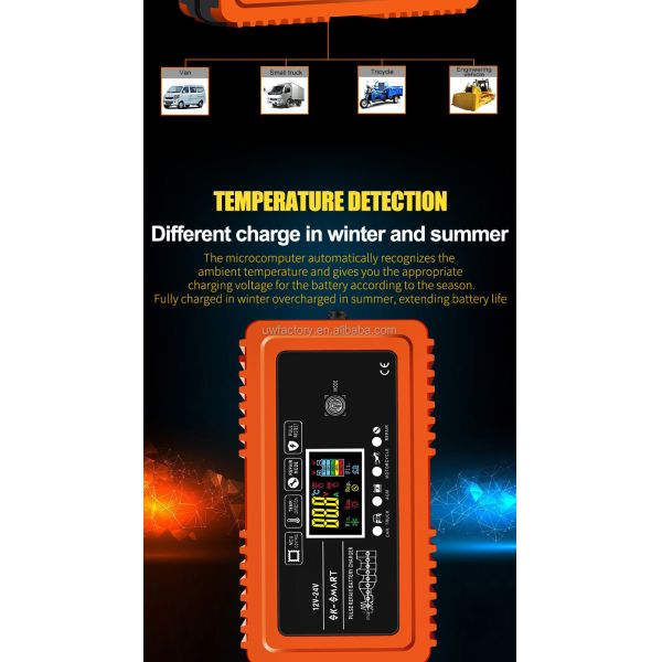 12V 24V 12A 10A 24V6a 9-Stage Battery Charger OEM/ODM Accepted Fast Charging Speed for Deep-Cycle Lead Acid Batteries