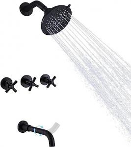 Quality Matte Black Rotatable Zinc Shower Head Spout Tub And Shower Trim Kit With Valve wholesale